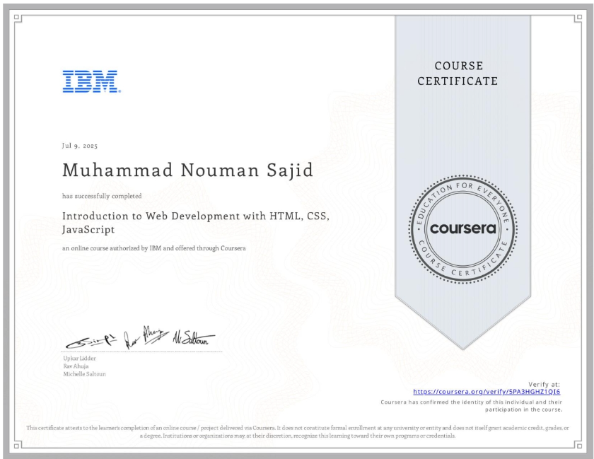 IBM Web Development Certification